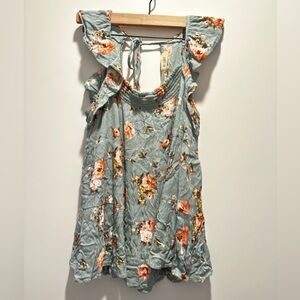 Girly Floral Flutter Sleeve Top
